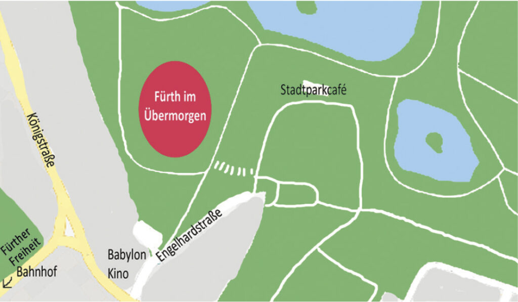 Übersicht Standort im Stadpark auf Liegewiese